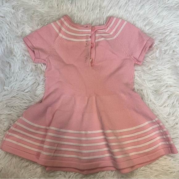 Janie and Jack Baby Pink Striped Knit Short Sleeve Fit and Flare Baby Dress - Picture 2 of 6